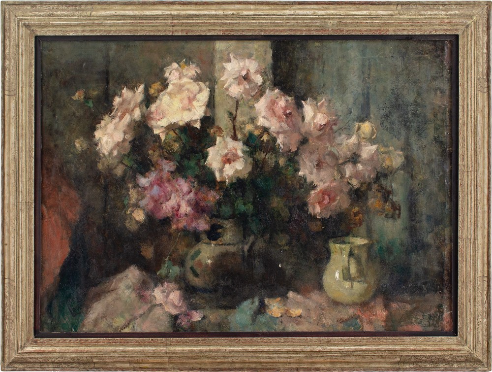 Jean Laudy, Les Roses Blanches - Oil Painting 