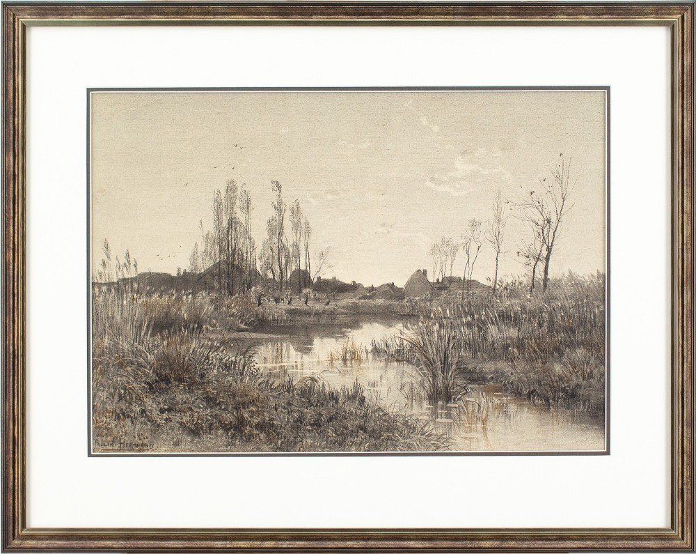 André Paulin Bertrand, River Landscape - Mixed Media 