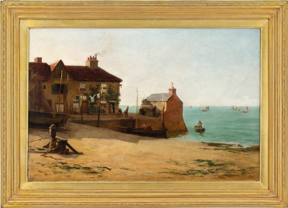 William Graham Buxton, The Dawn Of The Day On The Essex Coast - Antique Oil Painting 
