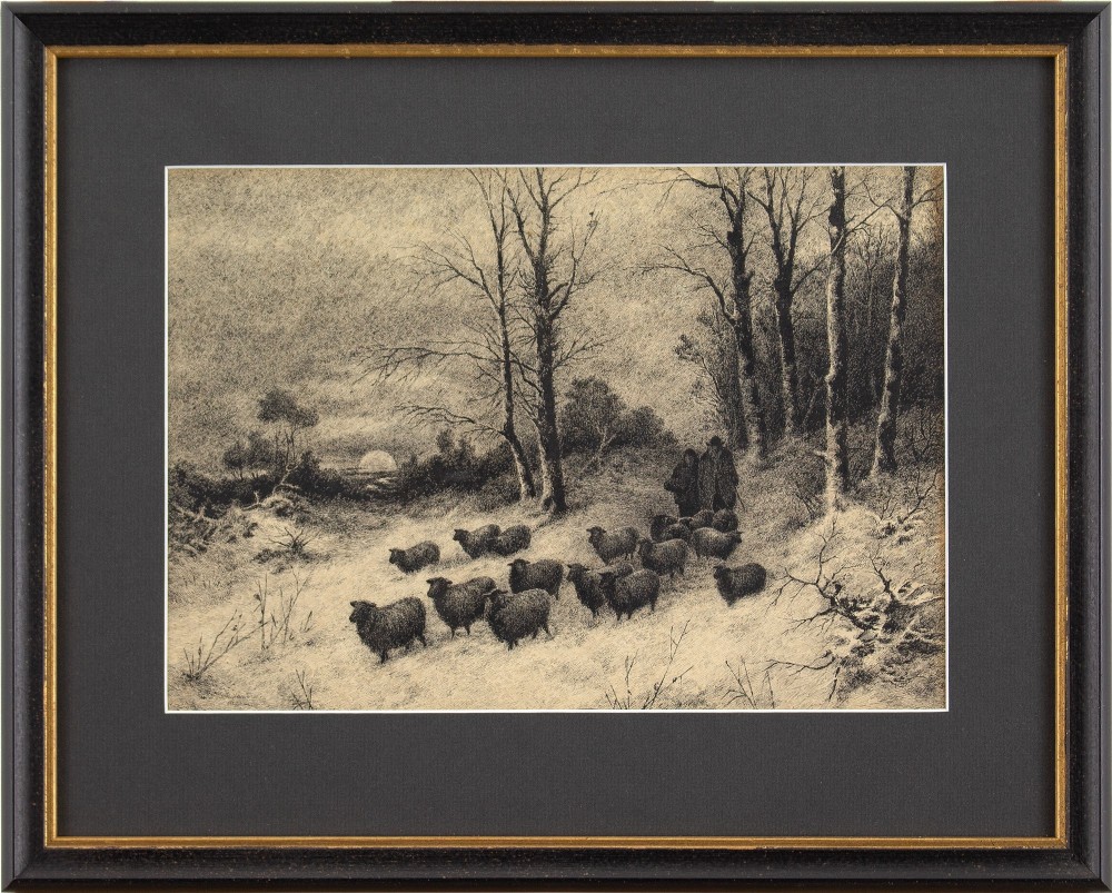 Joseph Farquharson (Circle), The Flock - Antique Drawing 