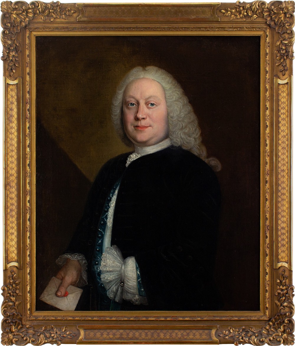 Mid-18th-Century French School, Portrait Of A Gentleman With A Sealed Missive - Antique Oil Painting 