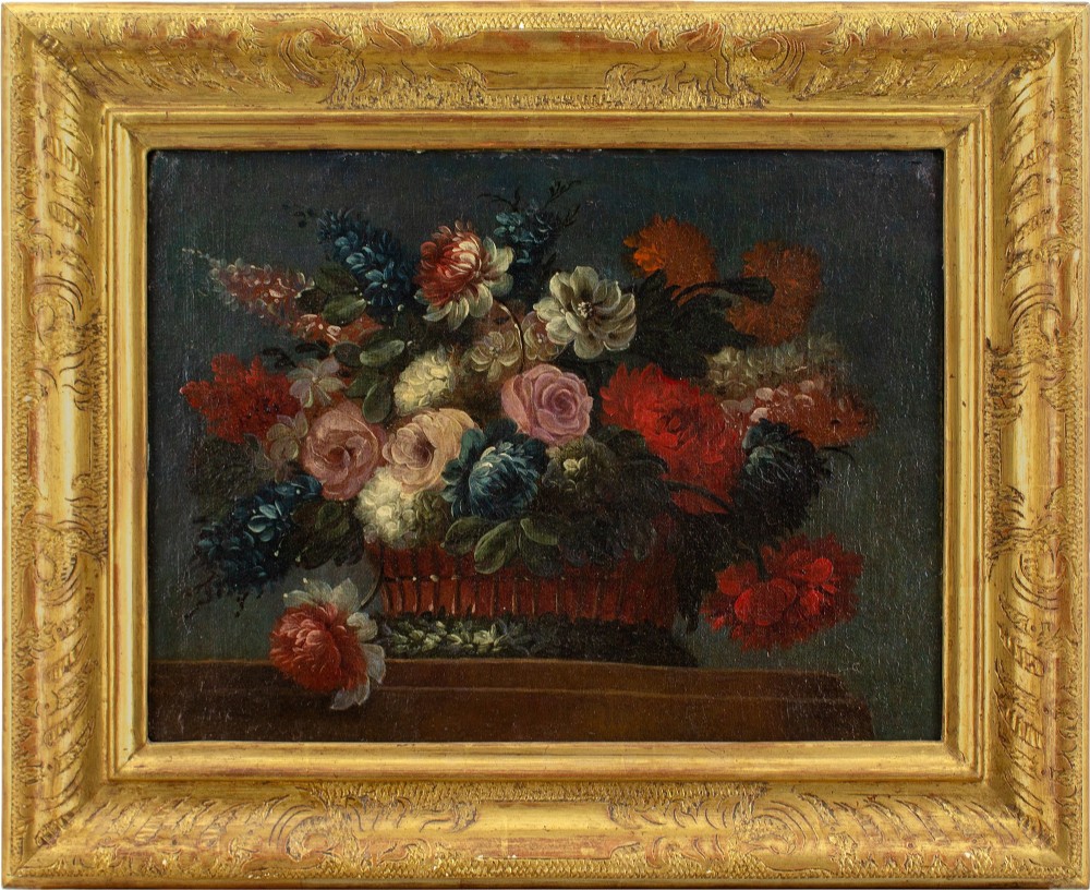 Nicolas Baudesson (School), Still Life With Flowers - Antique Oil Painting 
