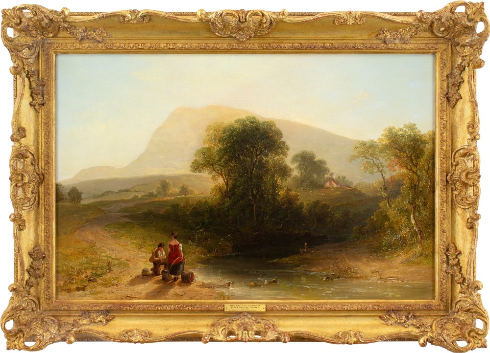 John Frederick Tennant, River Scene Near Scarborough - Antique Oil Painting 