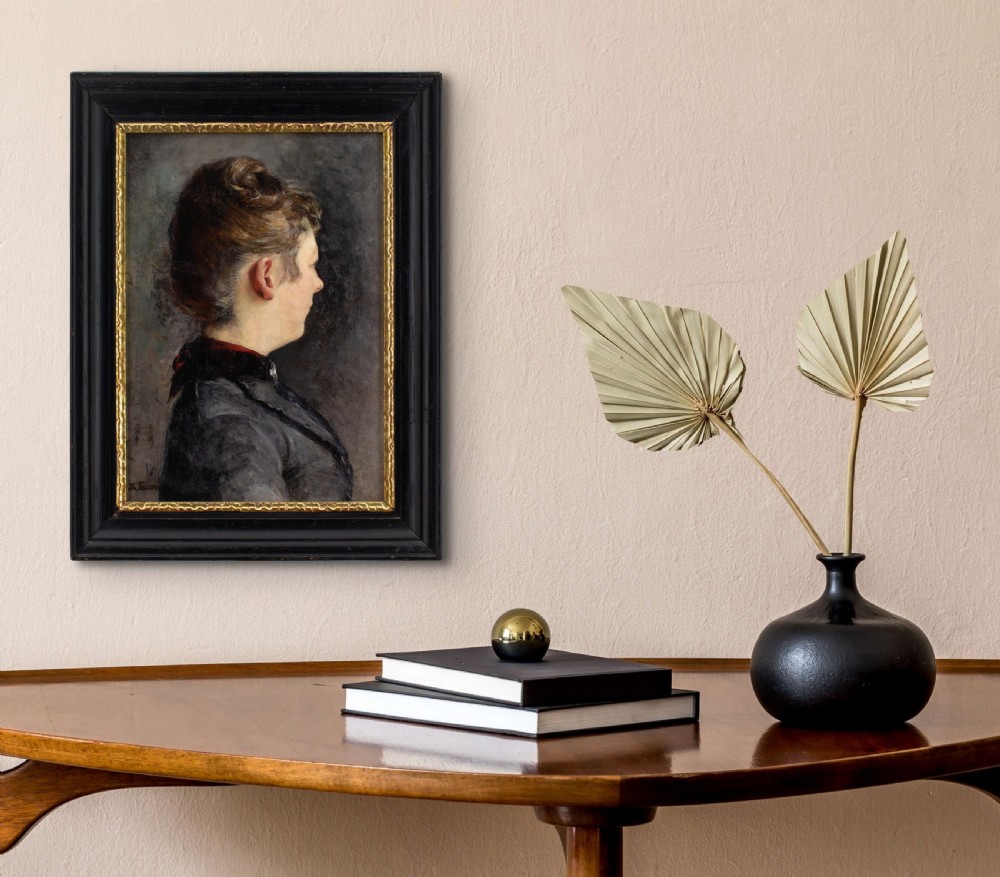 Ernst Theodor Krause, Portrait Study Of A Woman - Antique Oil Painting  View III