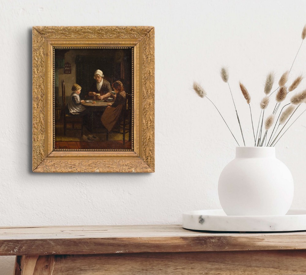 David Adolf Constant Artz (After), Midday Meal - Antique Oil Painting  View VI