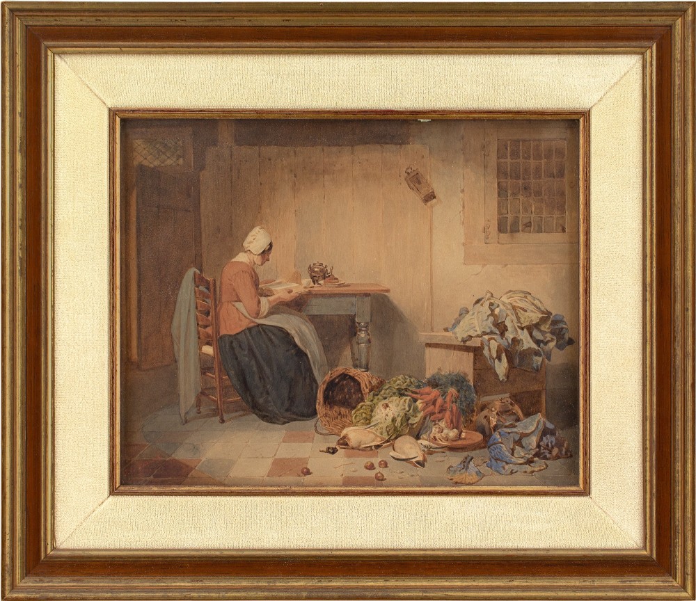 Johannes Engel Masurel, The Kitchen Princess - Antique Watercolour