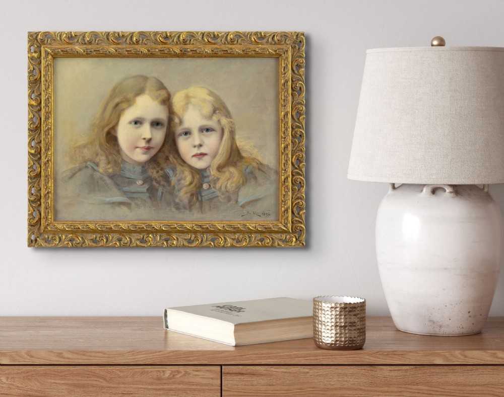 Late 19th-Century Austrian School, Portrait Of Two Girls - Antique Oil Painting  View IV