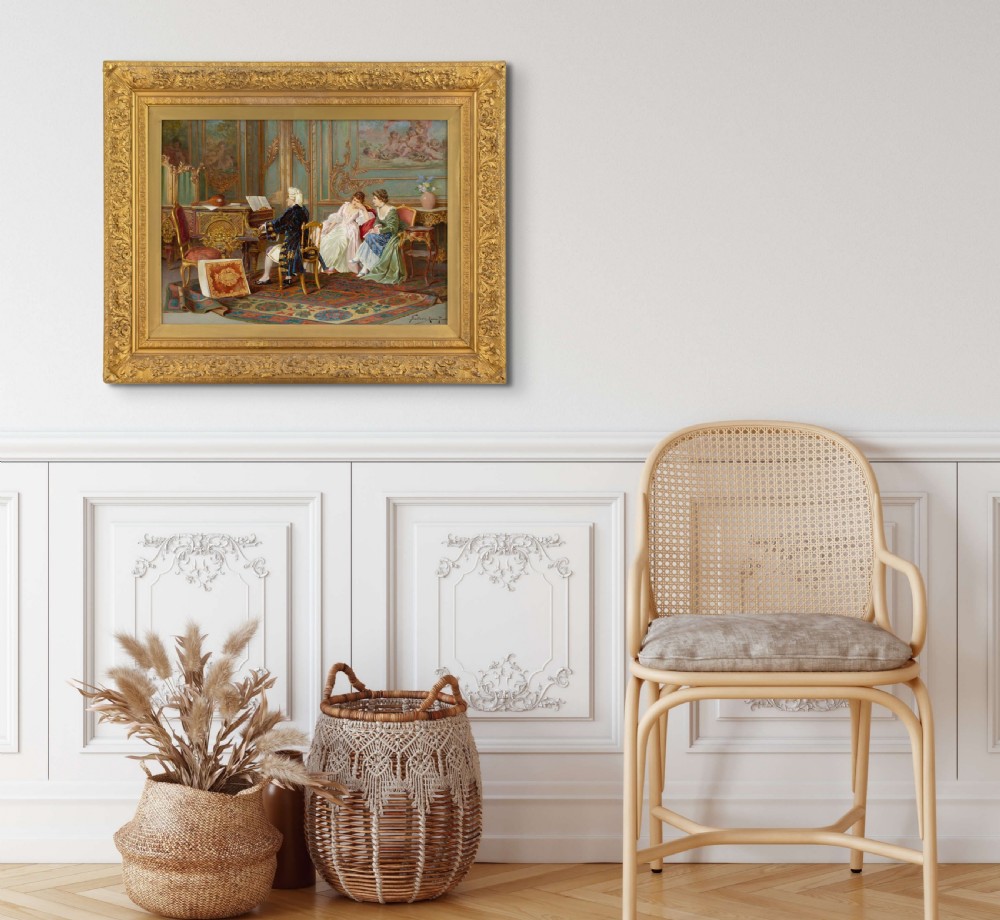 Francesco Ballesio, The Music Master - Antique Oil Painting  View IV