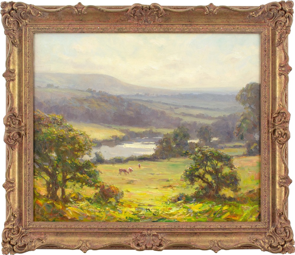 Augustus William Enness RBA, View Over The River Wharfe - Antique Oil Painting 