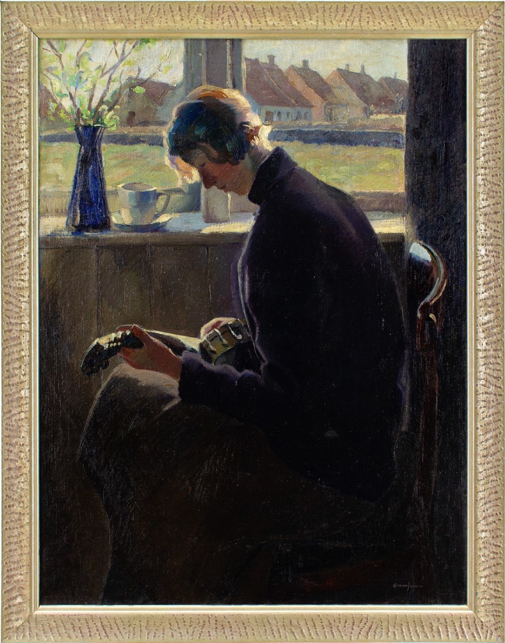 Herman Jensen, A Musician - Antique Oil Painting