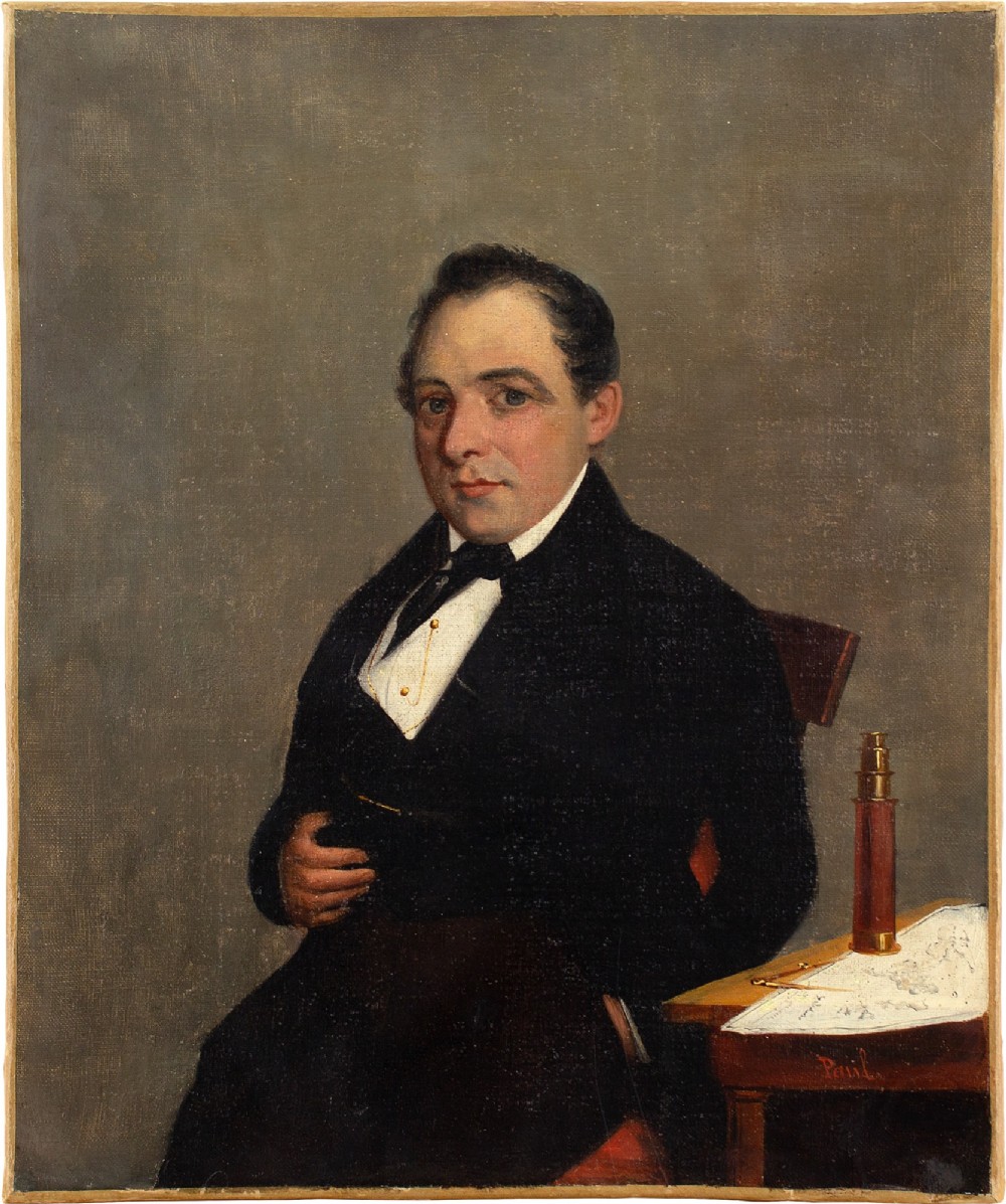 Mid-19th-Century Dutch School, Portrait Of A Navigator - Antique Oil Painting 