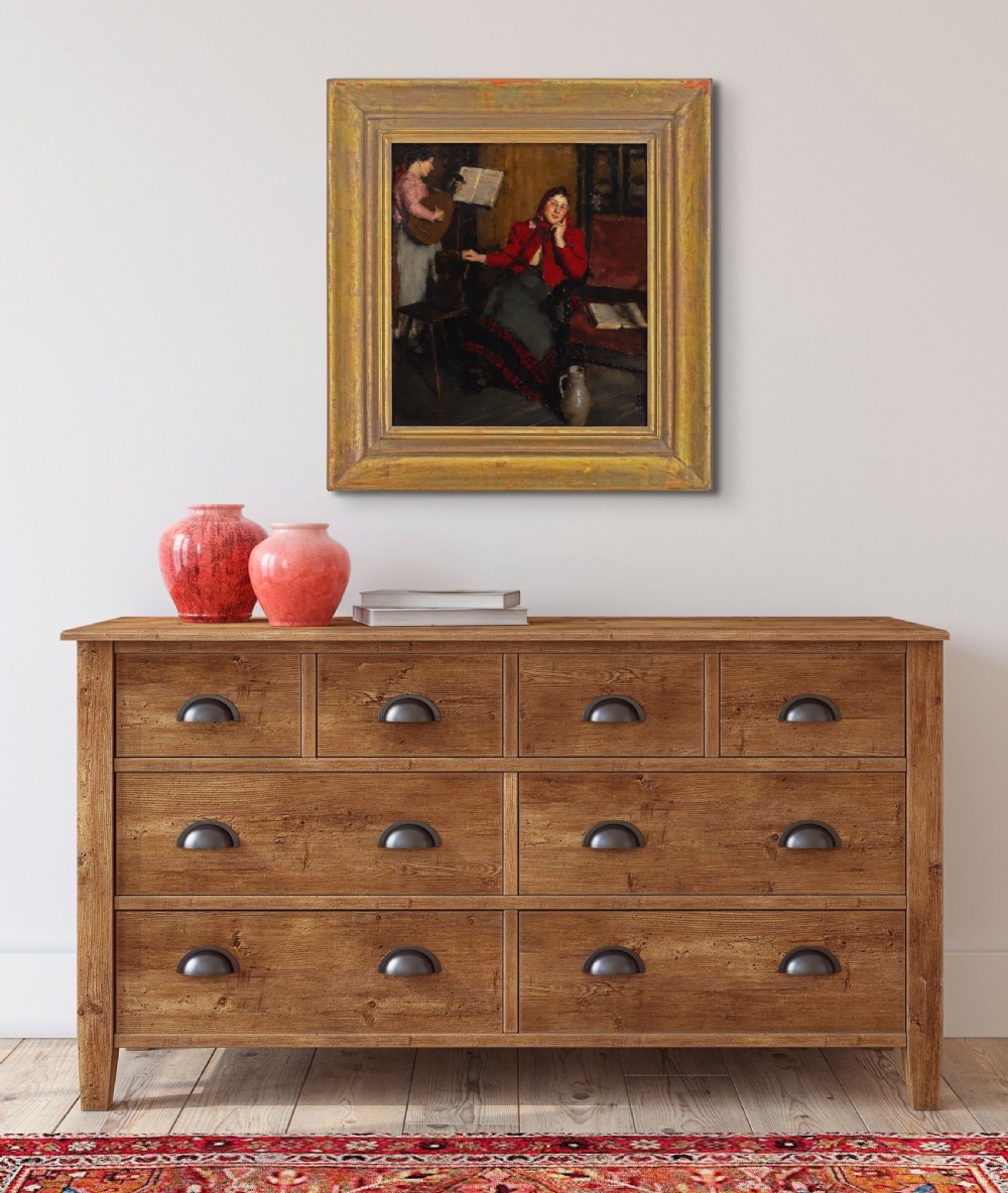 Peter Kálmán, The Music Lesson - Antique Oil Painting View IV