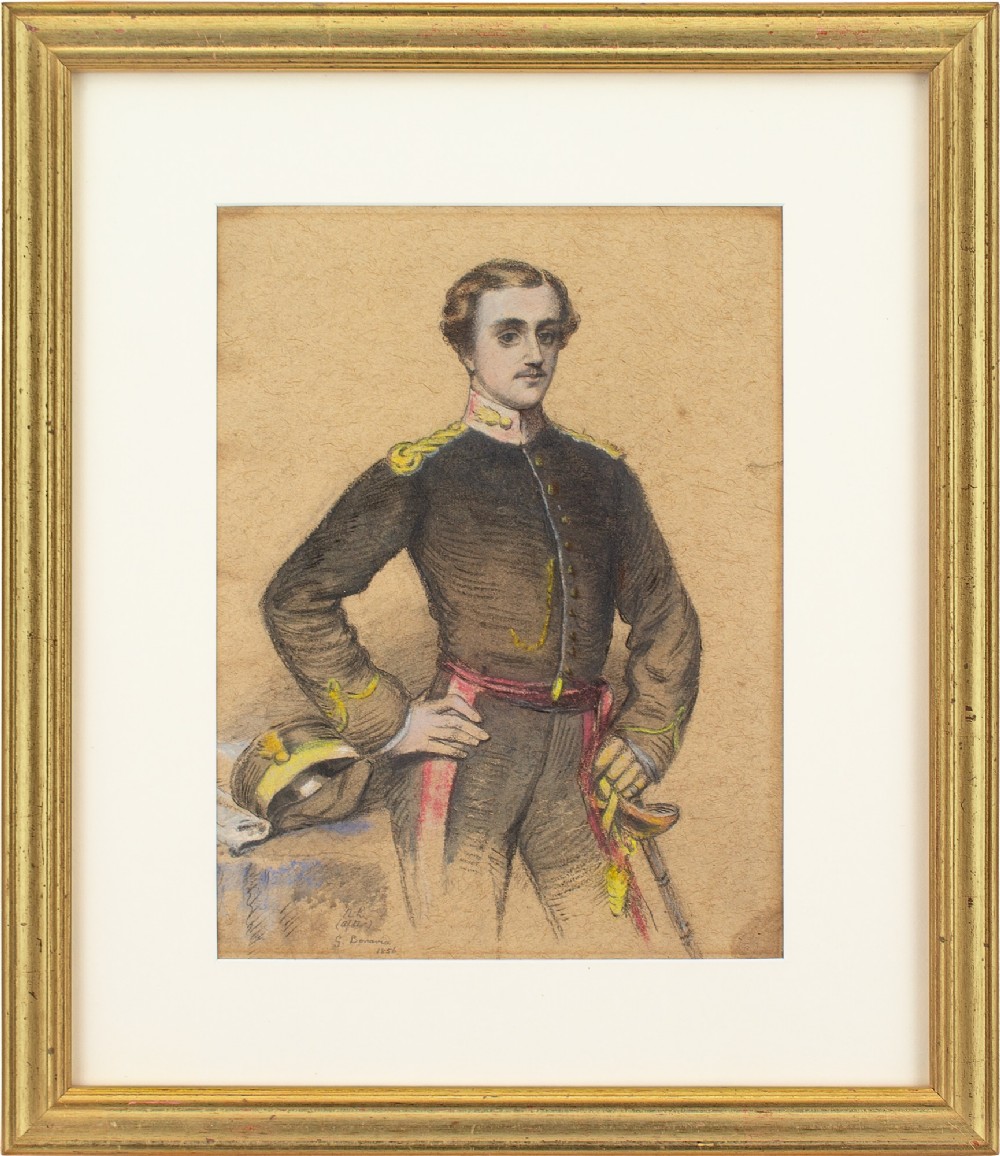 George Bonavia, Portrait Of A Young Officer - Antique Pastel 