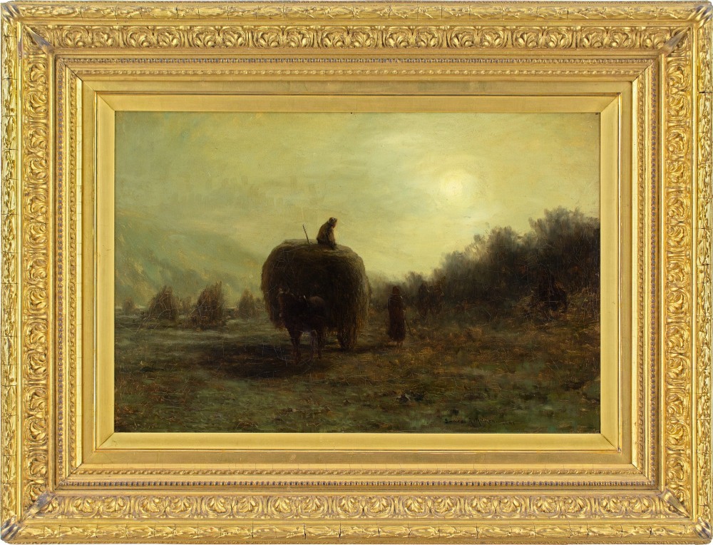 James Alfred Aitken AHRA RSW, A Cornfield, Moonlight - Antique Oil Painting 