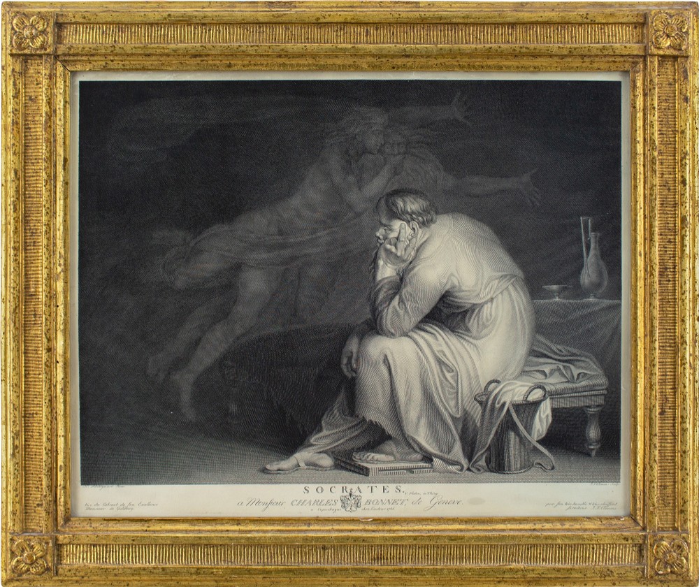 Johan Frederik Clemens After Nicolai Abraham Abildgaard, Socrates - Antique Engraving 