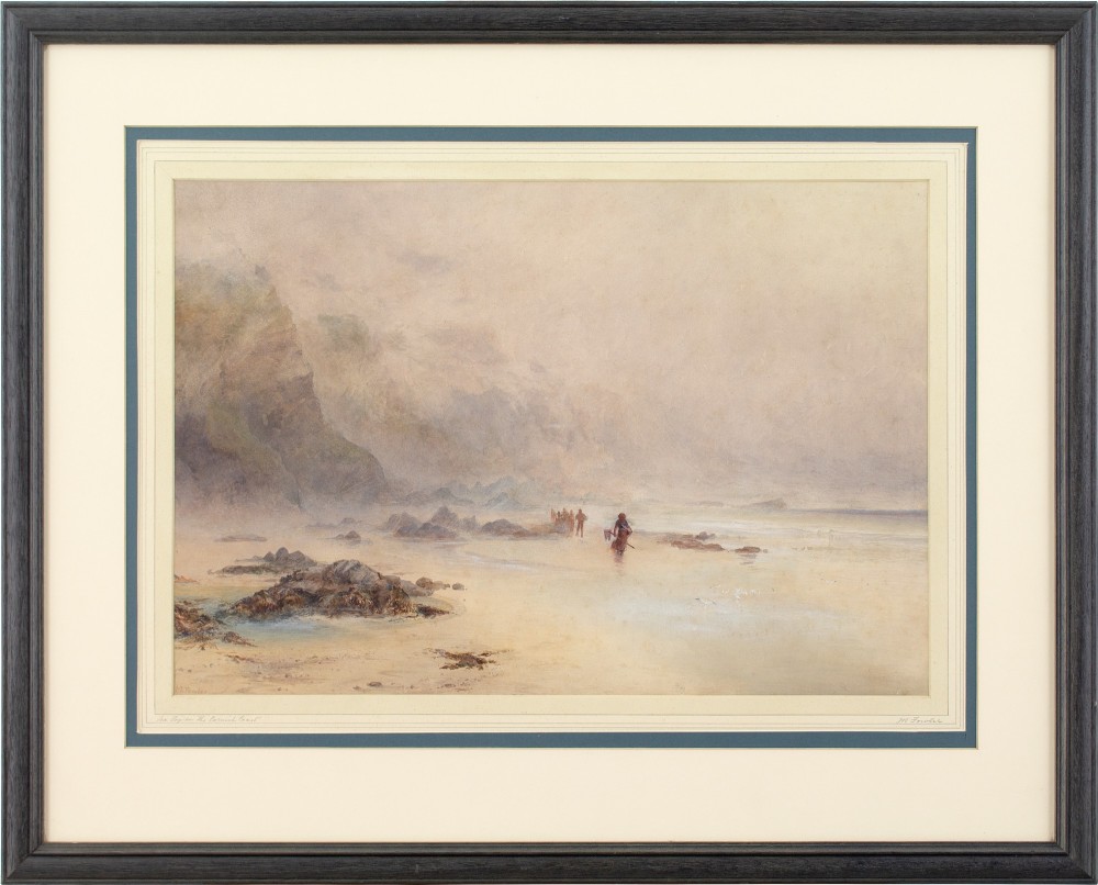 Martha Fowler, Sea Fog On The Cornish Coast - Antique Watercolour 