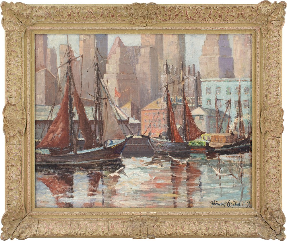 Ragnar Olson, Fulton Fish Market, New York - Oil Painting 
