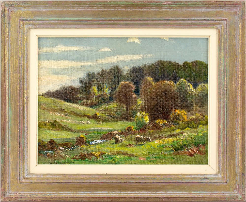 Ernest Higgins Rigg, Summer Landscape With Grazing Sheep - Oil Painting 