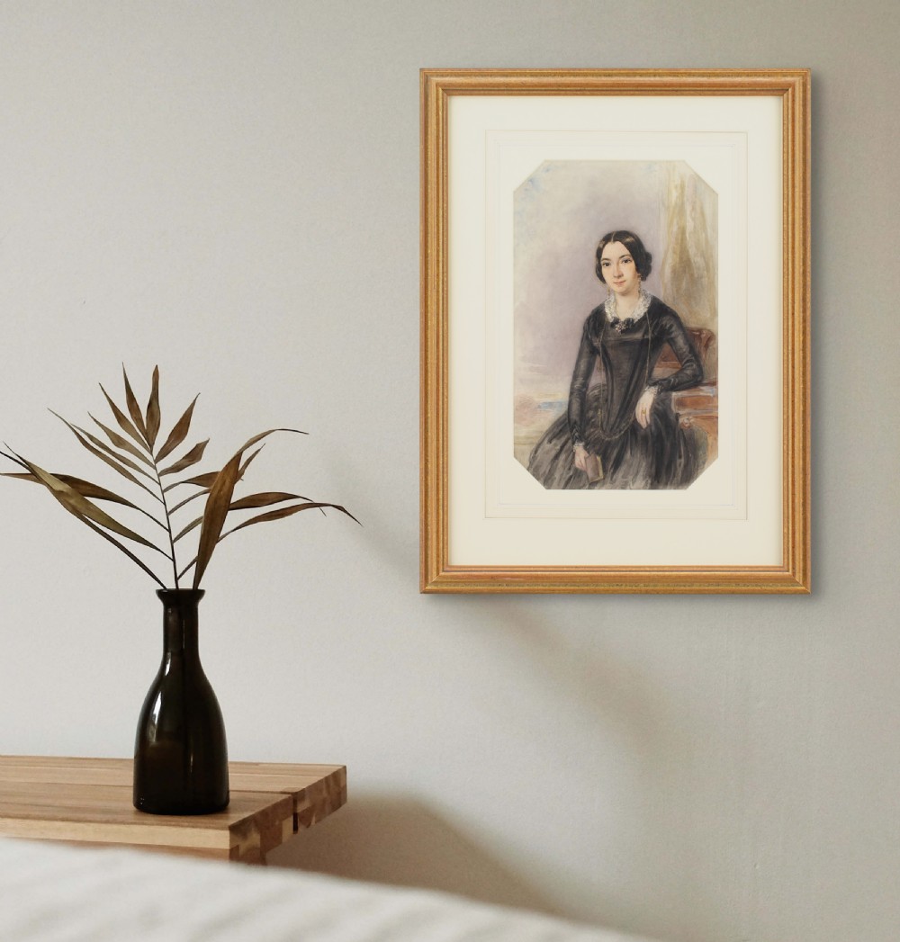 Alfred Edward Chalon RA, Portrait Of A Lady - Antique Watercolour View II