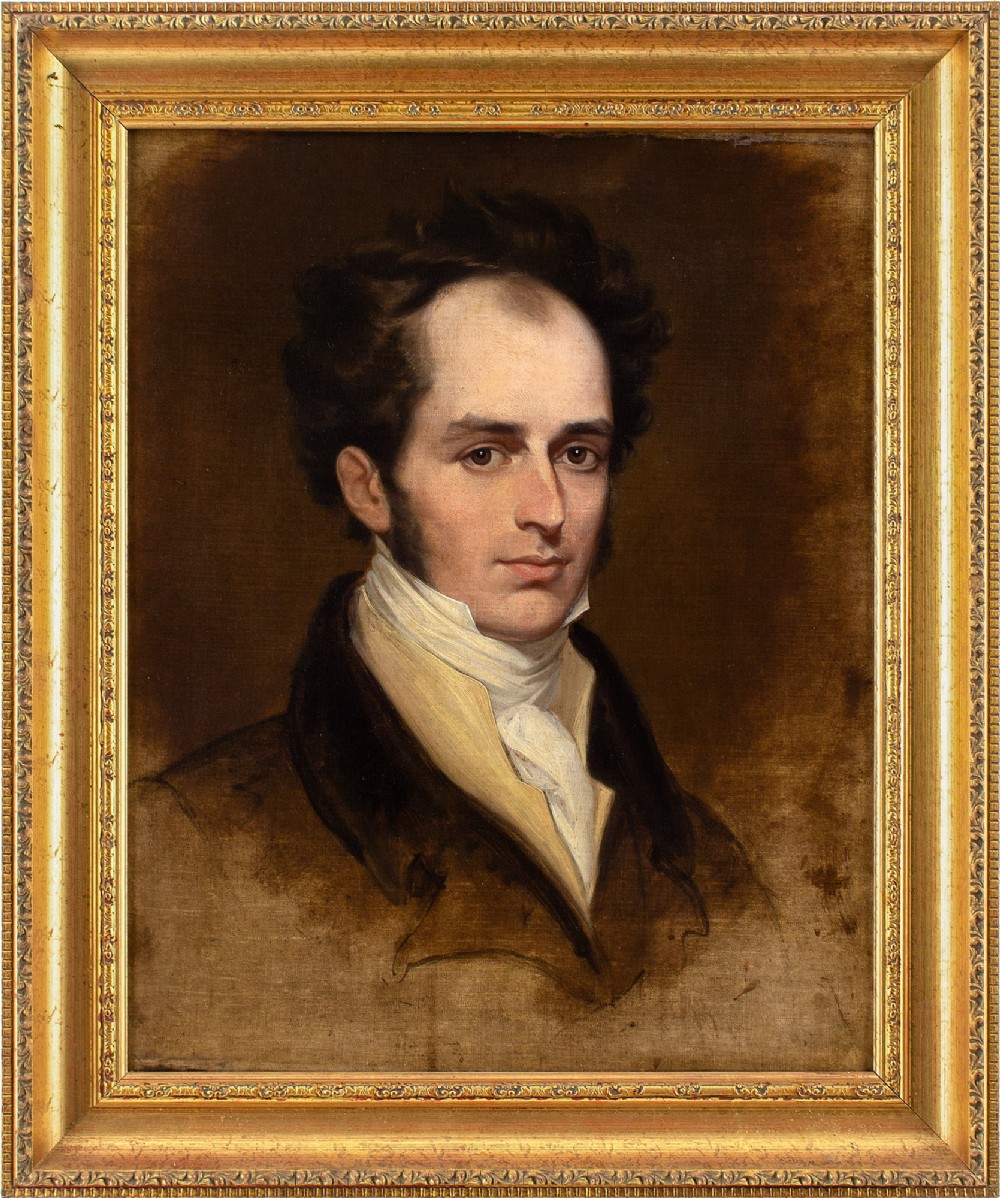 Early 19th-Century English School, Portrait Study Of A Gentleman - Antique Oil Painting 