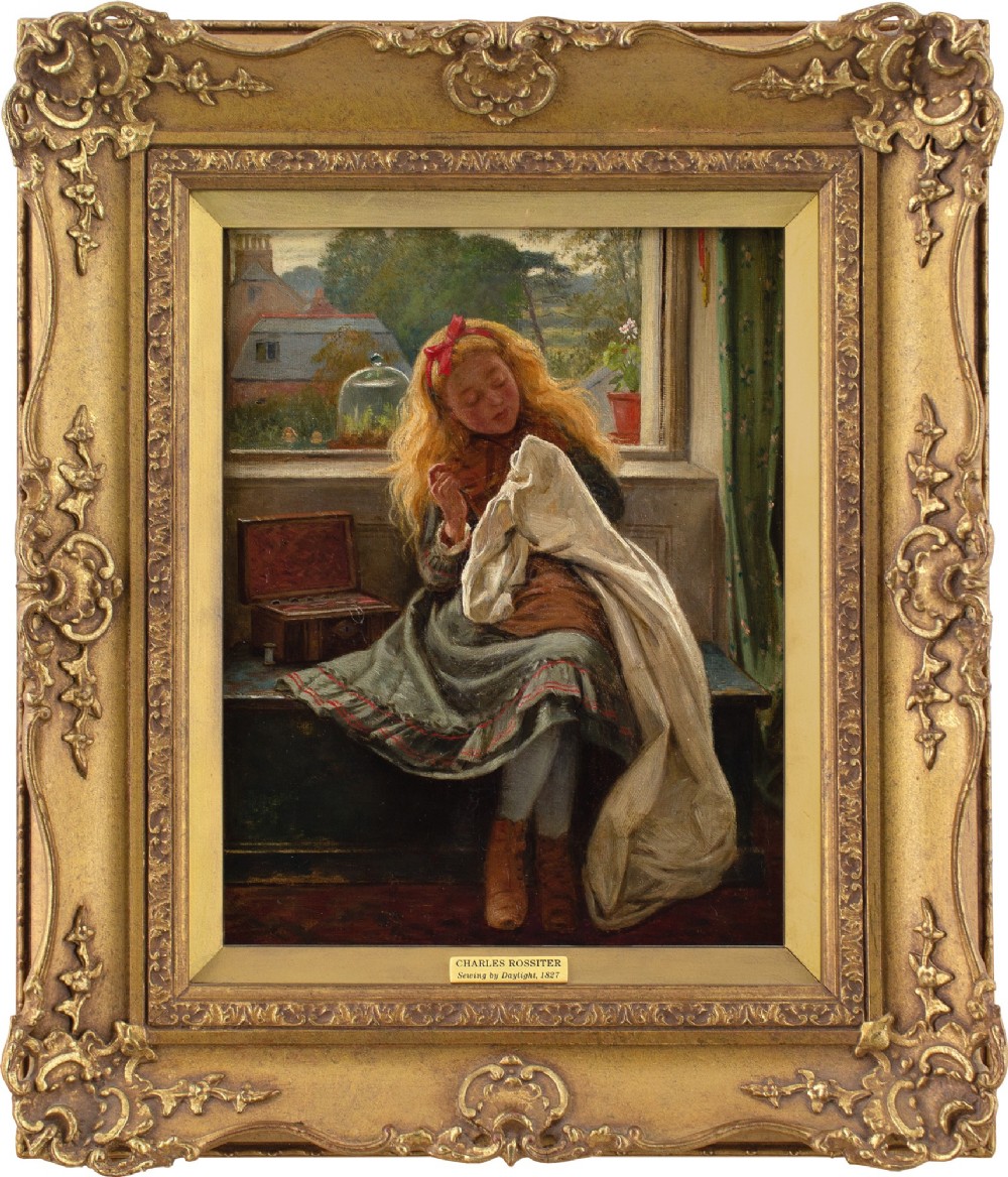 Charles Rossiter, Very Industrious - Antique Oil Painting 