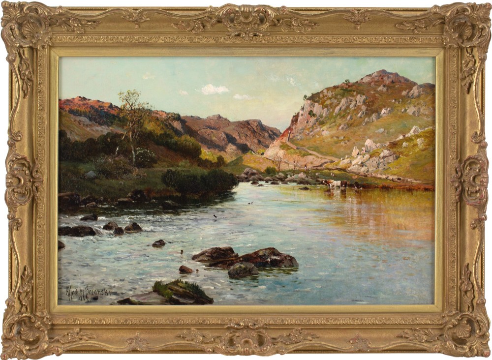 Alfred De Breanski RBA, The Valley Of The Lledr - Evening - Antique Oil Painting 