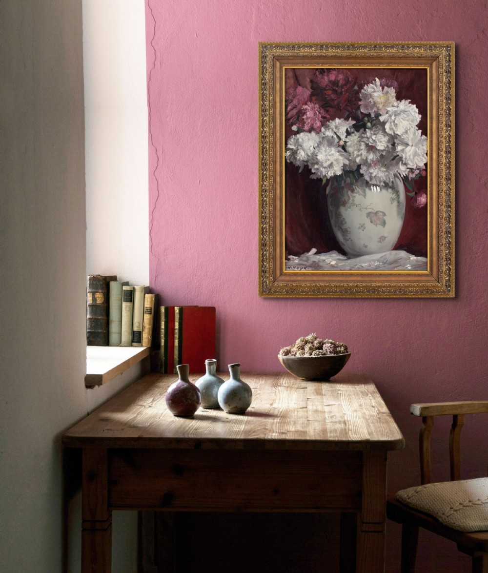 Karl Hayd, Still Life With Peonies & Vase - Oil Painting View III