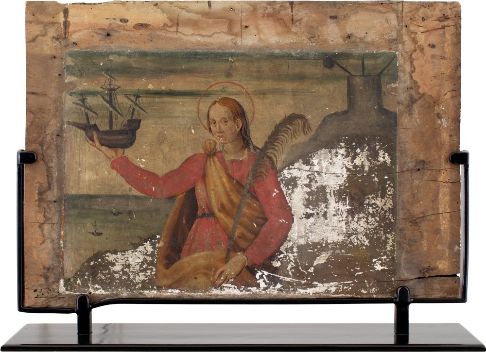 Late 16th-Century Catalan School, Saint Madrona Of Thessalonica, Patron Saint Of Barcelona - Antique Tempera on Panel 