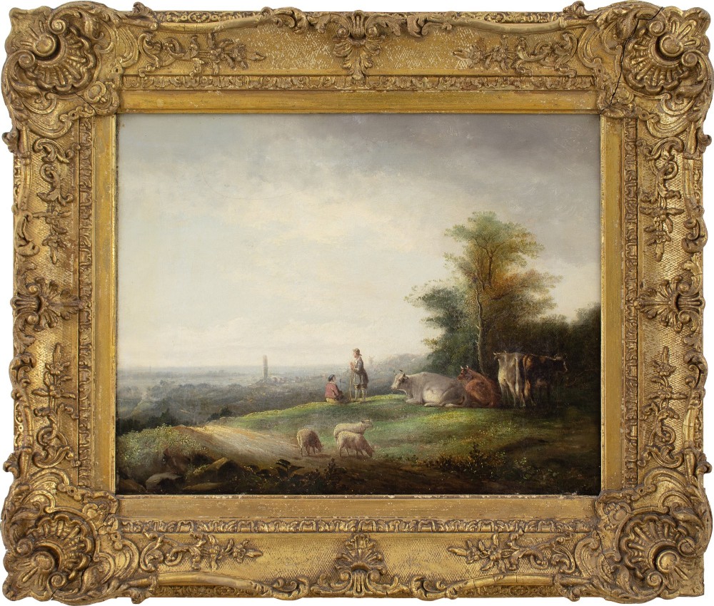 Aelbert Cuyp (After), View On A Plain - Antique Oil Painting 