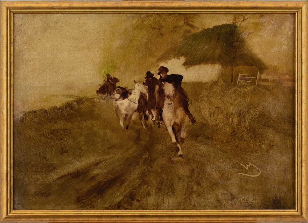 Wilhelm Schreuer, Full Gallop - Antique Oil Painting 