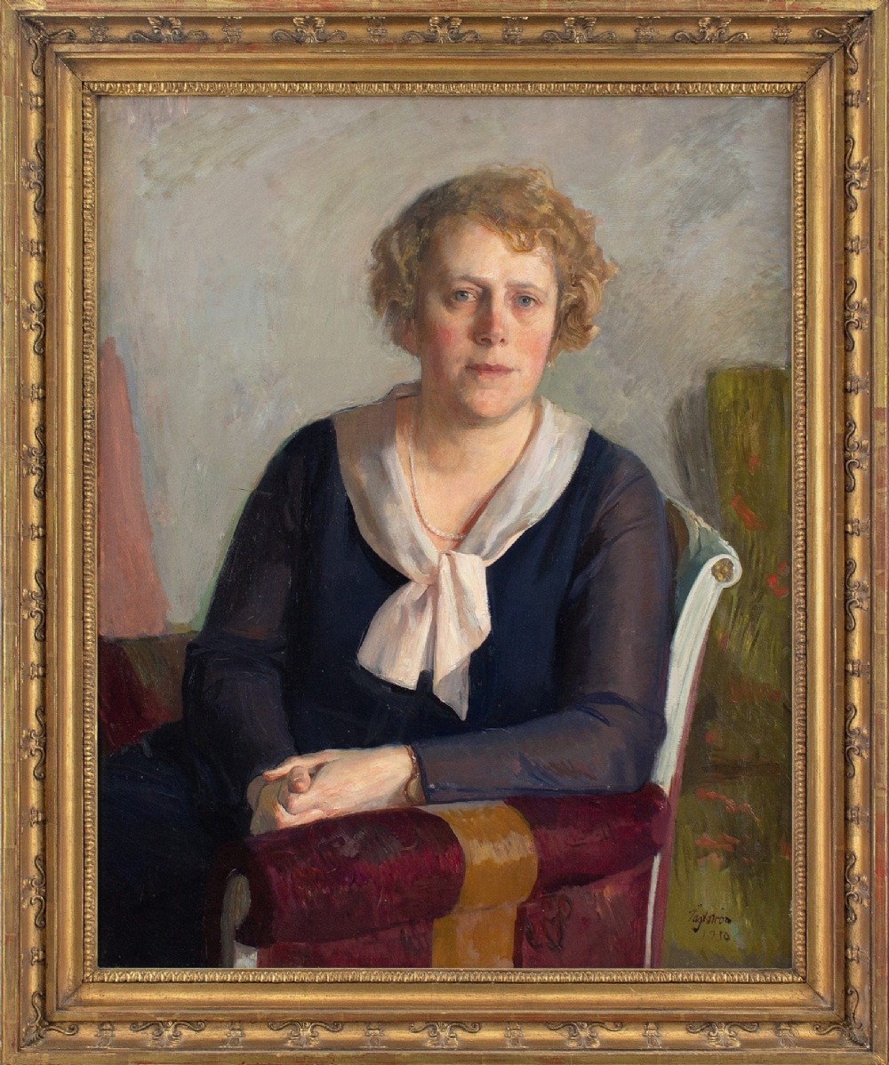 David Tägtström, Hegert, 1930s Swedish Portrait, Oil Painting