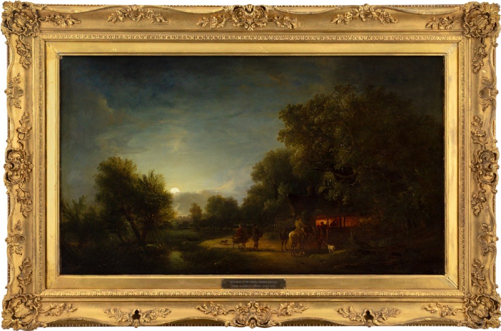 John Berney Crome, Wayfarers At The Smithy, Hingham, Norfolk, 19th-Century Oil Painting