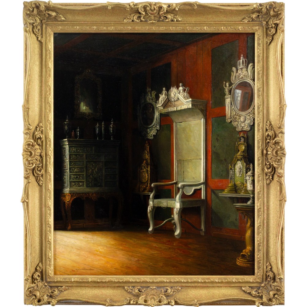 Christian Tilemann-Petersen, Interior, Rosenborg Slot - Antique Oil Painting