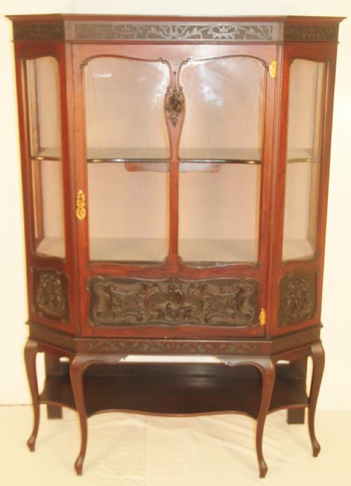 Carved Mahogany Display Cabinet