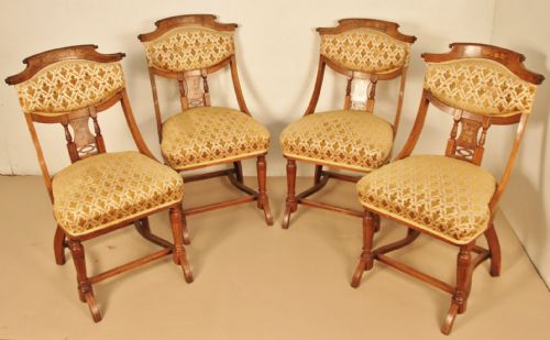 Set of 4 Inlaid Rosewood Chairs
