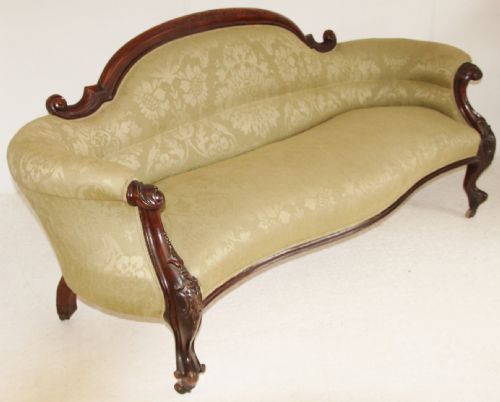 Victorian Carved Walnut Settee