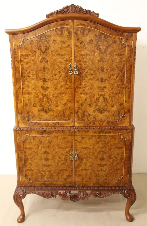 Burr Walnut Dome Topped Cocktail Cabinet