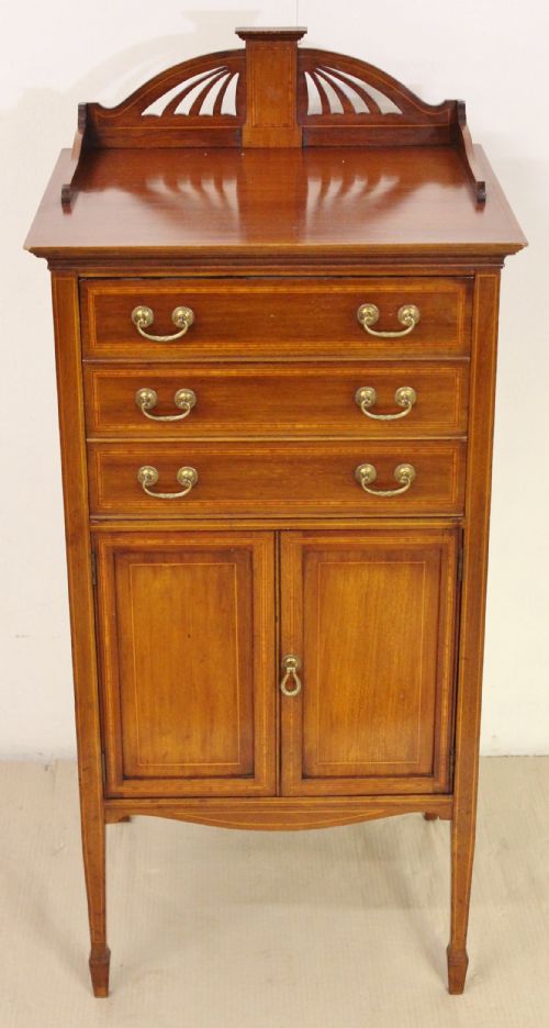 Edwardian Inlaid Mahogany Music Cabinet