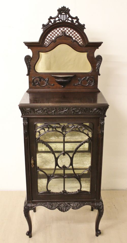 Carved Mahogany Music Cabinet