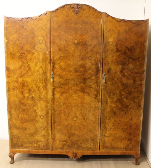 fig 1. Queen Anne Style Burr Walnut 8 Piece Bedroom Suite