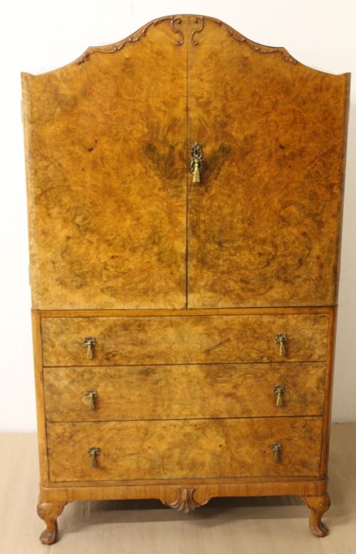 fig 2. Queen Anne Style Burr Walnut 8 Piece Bedroom Suite