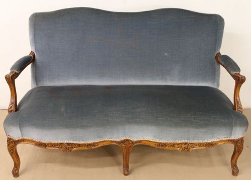 Upholstered French Walnut Settee
