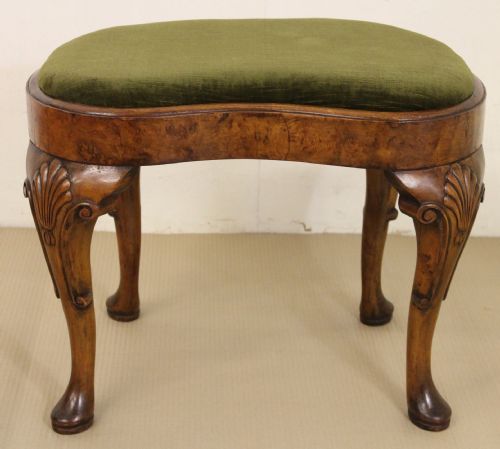 Queen Anne Style Burr Walnut Stool