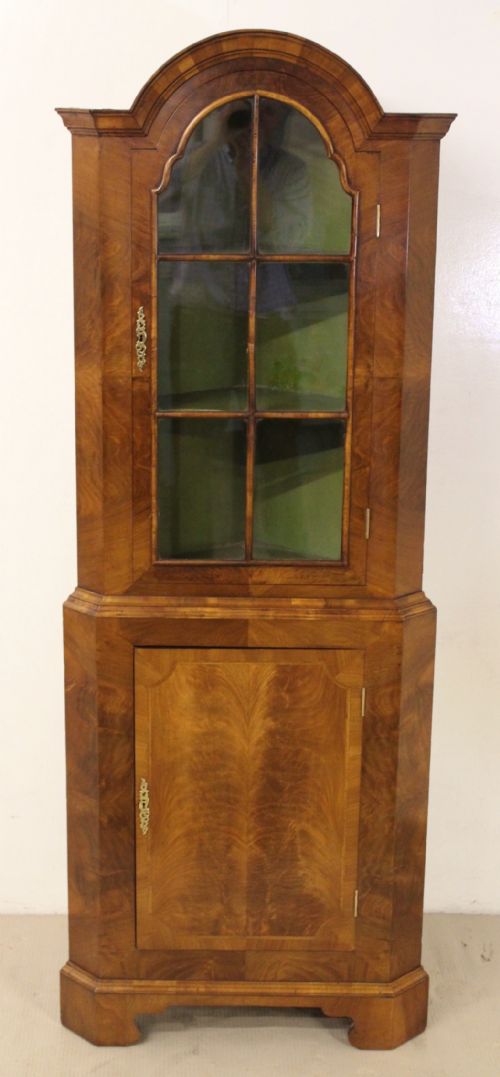 Domed Top Burr Walnut Corner Cabinet