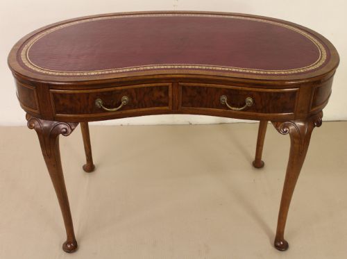 Burr Walnut Kidney Shaped Writing Table