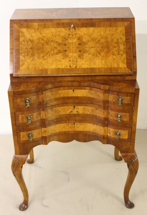 Queen Anne Style Burr Walnut Bureau