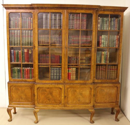 Burr Walnut Breakfront Bookcase