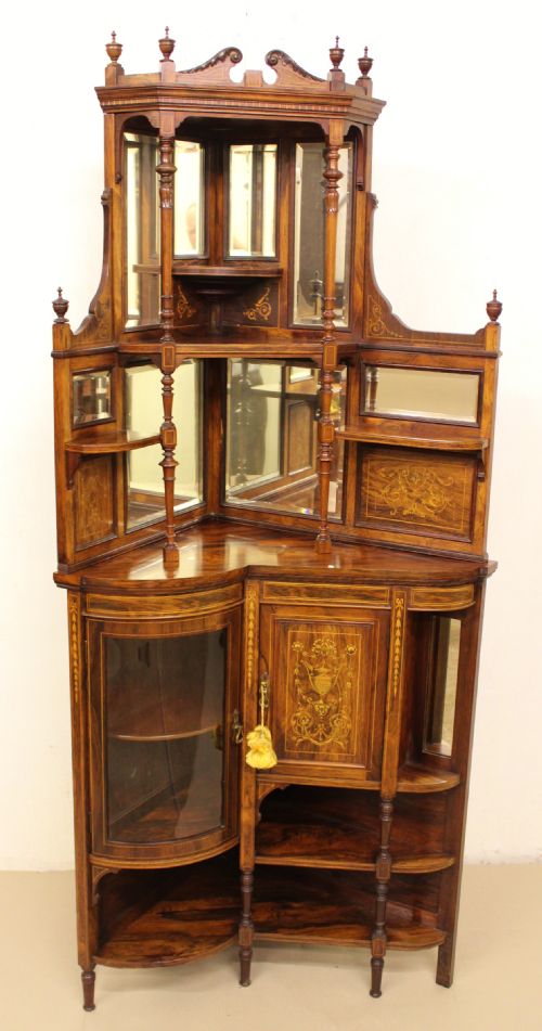 Inlaid Rosewood Corner Cabinet