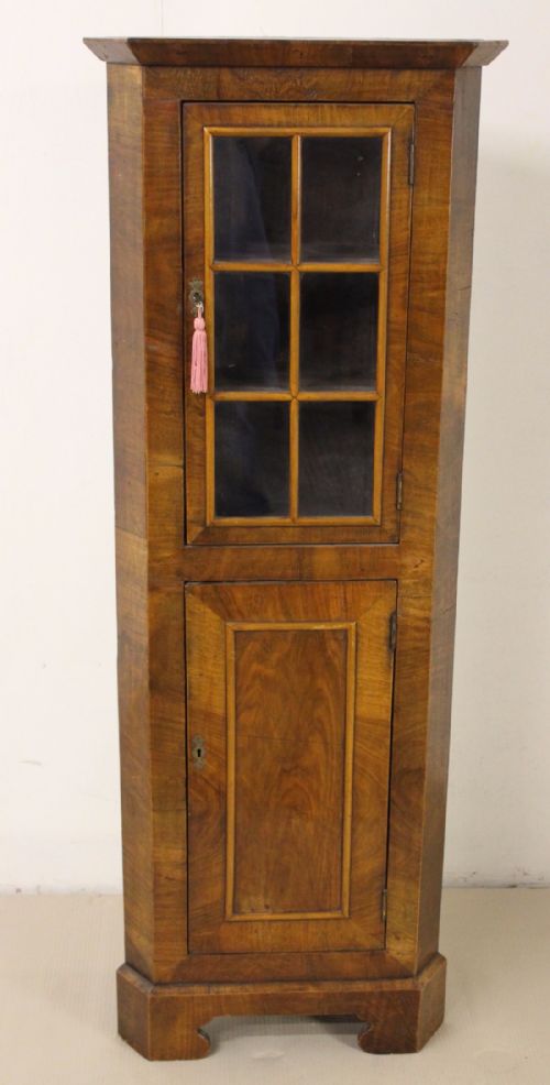 Burr Walnut Corner Cabinet