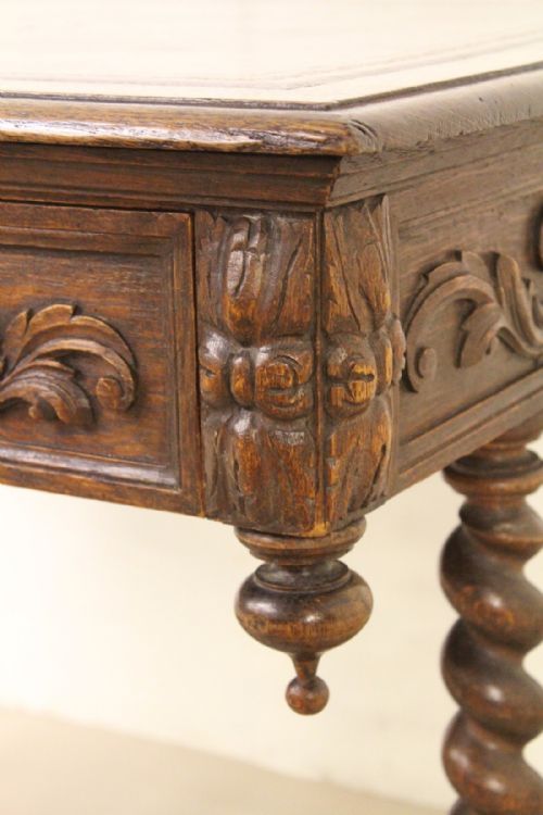 fig 3. Victorian Carved Oak Writing Table by Maple and Co